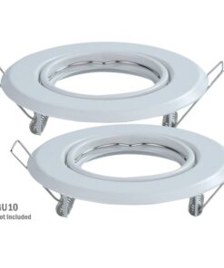 2 PZ Porta Faretti LED GU10 MR16 Rotondi Orientabili con Molla Bianchi SKU 8938