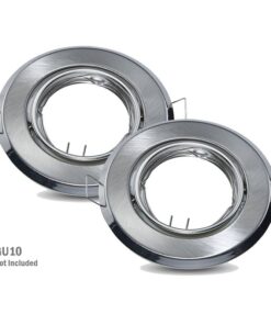 2 PZ Porta Faretti LED GU10 MR16 Rotondi Orientabili con Molla Nichel Satinato SKU 8939