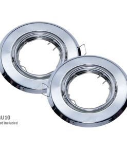 2 PZ Porta Faretti LED GU10 MR16 Rotondi Orientabili con Molla Cromati SKU 8940
