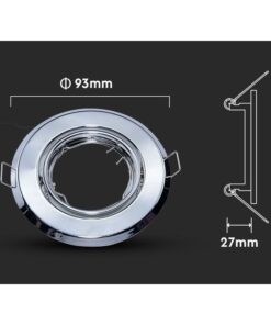 2 PZ Porta Faretti LED GU10 MR16 Rotondi Orientabili con Molla Cromati SKU 8940