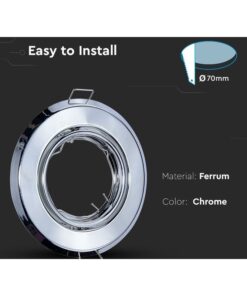 2 PZ Porta Faretti LED GU10 MR16 Rotondi Orientabili con Molla Cromati SKU 8940