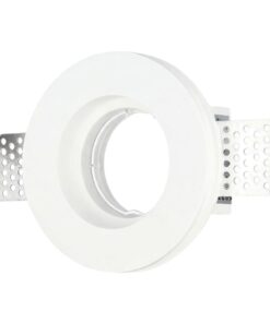 Portafaretto In Gesso Da Incasso, Rotondo 100X30mm Bianco Verniciabile Portalampada GU10 e Connettore Fast Incluso