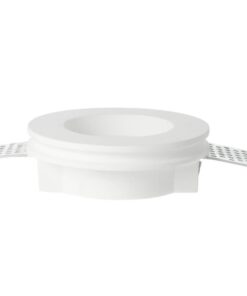 Portafaretto In Gesso Da Incasso, Rotondo 100X30mm Bianco Verniciabile Portalampada GU10 e Connettore Fast Incluso