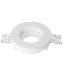 Portafaretto In Gesso Da Incasso, Rotondo 100X30mm Bianco Verniciabile Portalampada GU10 e Connettore Fast Incluso