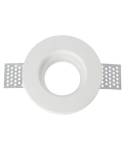 Portafaretto In Gesso Da Incasso, Rotondo 100X30mm Bianco Verniciabile Portalampada GU10 e Connettore Fast Incluso