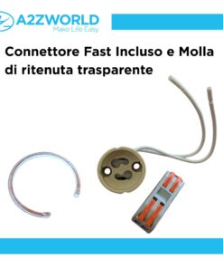 Portafaretto In Gesso Da Incasso, Quadrato 100X100X30mm Bianco Verniciabile Portalampada GU10 e Connettore Fast Incluso