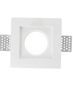 Portafaretto In Gesso Da Incasso, Quadrato 100X100X30mm Bianco Verniciabile Portalampada GU10 e Connettore Fast Incluso
