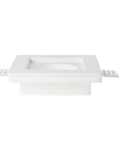 Portafaretto In Gesso Da Incasso, Quadrato 100X100X30mm Bianco Verniciabile Portalampada GU10 e Connettore Fast Incluso