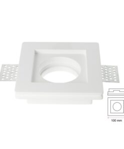 Portafaretto In Gesso Da Incasso, Quadrato 100X100X30mm Bianco Verniciabile Portalampada GU10 e Connettore Fast Incluso