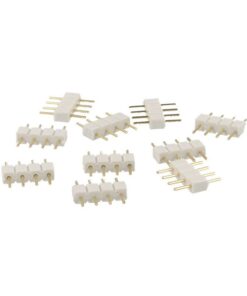 10 PZ Spina Maschio 4 Pin Bianca per Collegamento Striscia Led RGB Controller