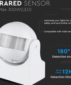 Alternative view of Sensore PIR Movimento Luce Crepuscolare Timer Rilevamento Presenza Infrarossi 220V Massimo 1200W IP44 Esterno Da Muro Orientabile 180 Gradi SKU-4967