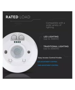 Sensore PIR Movimento e Crepuscolare Timer Da Soffitto Carcassa Bianca 220V 360 Gradi SKU-5086