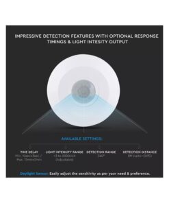 Sensore PIR Movimento e Crepuscolare Timer Da Soffitto Carcassa Bianca 220V 360 Gradi SKU-5086