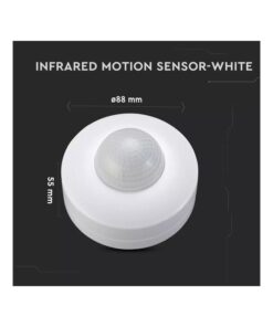 Sensore di Movimento a Infrarossi e Crepuscolare 360 Gradi Montaggio a Plafone Carcassa Bianca IP20 Manual Override SKU-1355