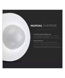 Sensore di Movimento a Infrarossi e Crepuscolare 360 Gradi Montaggio a Plafone Carcassa Bianca IP20 Manual Override SKU-1355