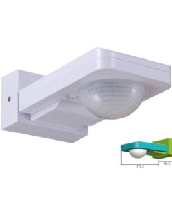 Sensore di Movimento a Infrarossi e Crepuscolare Montaggio a Parete Muro Carcassa Bianca IP65 Esterno Braccio Orientabile SKU-1500