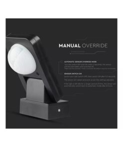 Sensore di Movimento a Infrarossi e Crepuscolare Montaggio a Parete Muro Carcassa Nera IP65 Esterno Braccio Orientabile SKU-15011