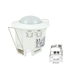 Sensore di Movimento a Infrarossi e Crepuscolare Montaggio Da Incasso Colore Bianco 360 Gradi IP20 SKU-5090