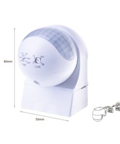 Sensore di Movimento a Infrarossi e Crepuscolare Montaggio a Parete Muro Carcassa Bianca Testa Orientabile 180 Gradi IP44 SKU-5088