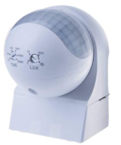 Sensore di Movimento a Infrarossi e Crepuscolare Montaggio a Parete Muro Carcassa Bianca Testa Orientabile 180 Gradi IP44 SKU-5088