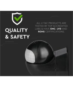 Sensore di Movimento a Infrarossi e Crepuscolare Montaggio a Parete Muro Carcassa Nera Testa Orientabile 180 Gradi IP44 SKU-5089