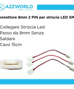 3 Pezzi Connettore 8mm 2 PIN, Per Collegare 2 Striscia Led Smd con Passo da 8mm Senza Saldare, Cavo 15cm