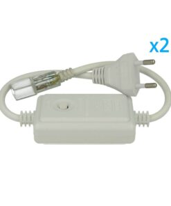 2 PZ Spine Alimentatore Trasformatore 2 Pin RGB Passo 6mm con Interruttore On Off e Controller 8 Programmi per Striscia LED 220V