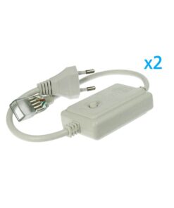 2 PZ Spine Alimentatore Trasformatore 4 Pin Passo 9mm per Bobina LED RGB 220V con Interruttore e Controller 8 Programmi