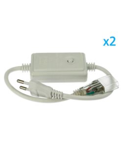 2 PZ Spine Alimentatore Trasformatore 4 Pin RGB Passo 13,5mm con Controller 8 Programmi per Striscia LED RGB 220V