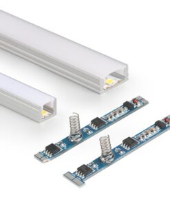 Mini Interruttore Led Dimmer Touch Slim Tagliabile Per Profilo Alluminio da 6mm fino 12mm Con Led Blu 12V 24V 4A