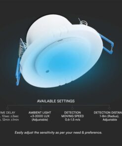 Sensore di Movimento a Microonde 300W 360° Orientabile Montaggio a Incasso Colore Bianco SKU-23165 - immagine 3