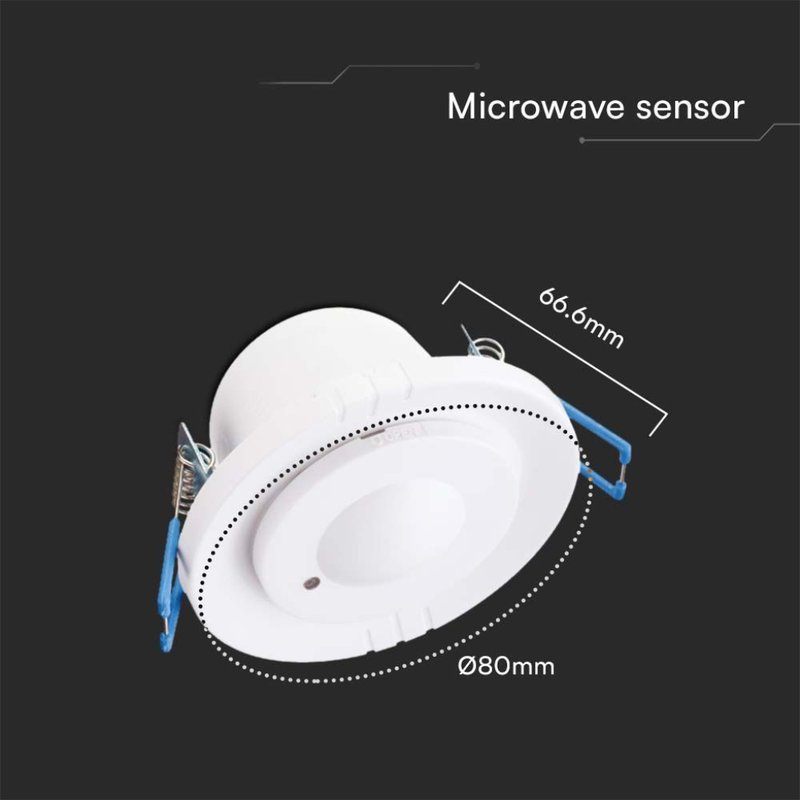 Sensore di Movimento a Microonde 300W 360° Orientabile Montaggio a Incasso Colore Bianco SKU-23165 - immagine 5