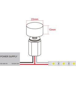 Micro Pulsante Illuminazione LED Regolabile Interruttore con Funzione Dimmer e Memoria Input 12V-24VDC Output 12-24VDC Corrente 4A Impermeabile IP65 30cm