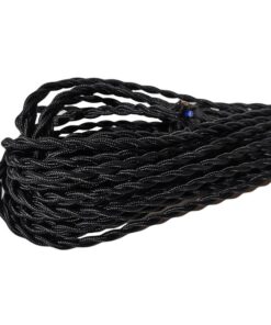 Cavo Elettrico Rivestito in Tessuto Colore Nero 2X0,75 Corda Trecciata Twisted Wire 1 Metro SKU-3779