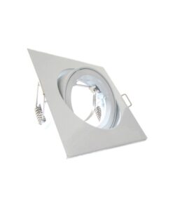 Porta Faretto Led GU10 MR16 Orientabile Quadrato Con Ghiera Bianco