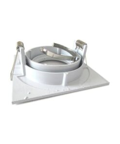 Porta Faretto Led GU10 MR16 Orientabile Quadrato Con Ghiera Bianco