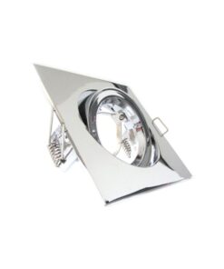 Porta Faretto Led GU10 MR16 Orientabile Quadrato Con Ghiera Cromato