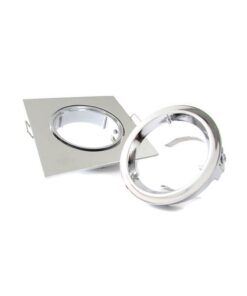 Porta Faretto Led GU10 MR16 Orientabile Quadrato Con Ghiera Cromato