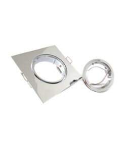 Porta Faretto Led GU10 MR16 Orientabile Quadrato Con Ghiera Cromato