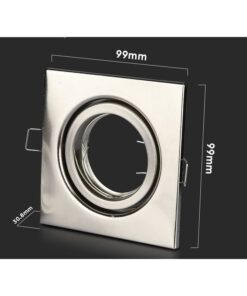 Porta Faretto Led GU10 MR16 Quadrato Con Molla Colore Nichel Satinato Orientabile Spotlight Fitting SKU-3473