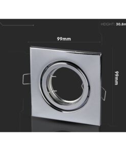 Porta Faretto Led GU10 MR16 Quadrato Con Molla Colore Cromato Orientabile Spotlight Fitting SKU-3474