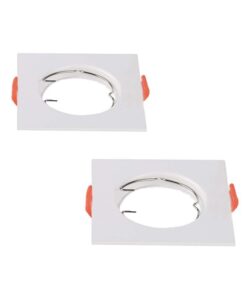 2 PZ Porta Faretti LED GU10 MR16 Quadrati Fissi con Molla Bianchi SKU 6642