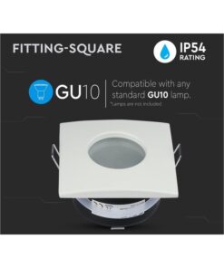 Porta Faretto Led GU10 MR16 Incasso Quadrato Colore Bianco Impermeabile IP54 SKU-3615