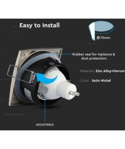 Porta Faretto Led GU10 MR16 Incasso Quadrato Colore Nichel Satinato Impermeabile IP54 SKU-3616