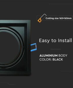 Carcassa Plafoniera Da Incasso Orientabile Quadrato Per 1 Posto Lampada Led AR111 Colore Nero SKU-3581