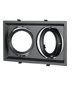 Carcassa Plafoniera Da Incasso Orientabile Rettangolare Per 2 Posti Lampade Led AR111 Cornice Bianco SKU-3582