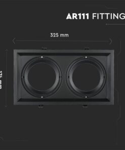 Carcassa Plafoniera Da Incasso Orientabile Rettangolare Per 2 Posti Lampade Led AR111 Cornice Bianco SKU-3582