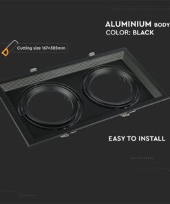 Carcassa Plafoniera Da Incasso Orientabile Rettangolare Per 2 Posti Lampade Led AR111 Cornice Bianco SKU-3582