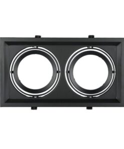 Carcassa Plafoniera Da Incasso Orientabile Rettangolare Per 2 Posti Lampade Led AR111 Cornice Bianco SKU-3582