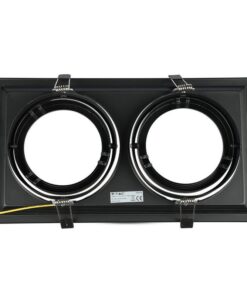 Carcassa Plafoniera Da Incasso Orientabile Rettangolare Per 2 Posti Lampade Led AR111 Cornice Bianco SKU-3582